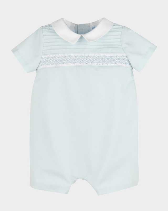 Boy's Smocked Cotton Bubble Romper, Size 6M-24